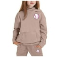 thumbnail image 2 of Girls Outfit Girls Sets Baseball Print Reindeer Girls' Hoodie Set Children's Two Piece Set Medium And Small Children's Long Sleeved Hoodie And Sweatpants, 2 of 9