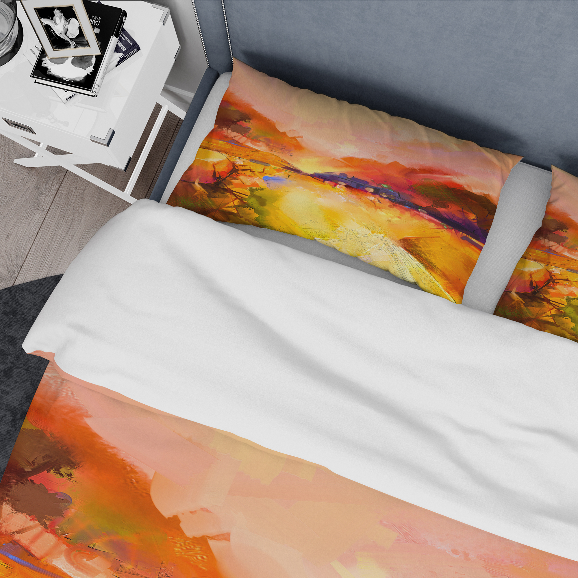 Designart 'Colorful Yellow Red Floral Background' Traditional Duvet Cover Set
