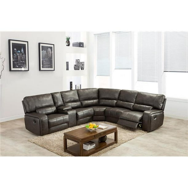 60'' X 80'' X 47'' Modern Gray Leather Sectional