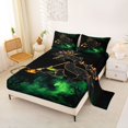 thumbnail image 2 of Manfei Spooky Halloween Witch Hat Queen Sheets,Cute Letter S Queen Sheet Sets,Green,4 Pieces,1 Flat Sheet, 1 Fitted Sheet and 2 Pillowcases, 2 of 6