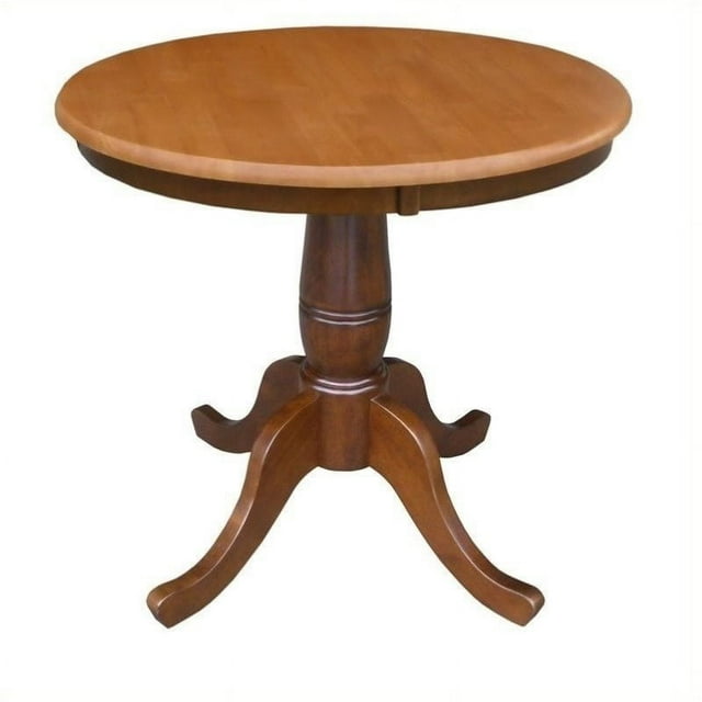 Pemberly Row Table à Manger Ronde de 30 Pouces en Cannelle / Espresso