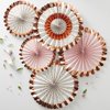 Ginger Ray Floral & Rose Gold Foiled Party Fan Decorations 5 Pack Ditsy