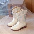thumbnail image 5 of Girls Cowboy Boots Western Style Pointed Toe Side Zipper Embroidery Design Comfortable Mid Calf Riding Shoes For Kids Daily Casual Outfit, 5 of 6