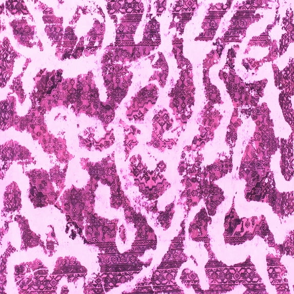 Ahgly Company Indoor Square Abstract Pink Modern Area Rugs, 8' Square
