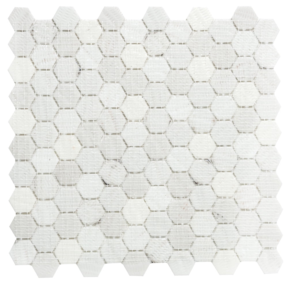 The Tile Life Eterna Hex 12" x 12" Gold Glass Hexagon Mosaic Floor and Wall Tile, 1 Sheet
