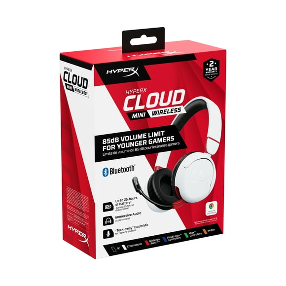 HyperX Cloud Mini Over-Ear Sound Isolating True Wireless Headphones - White/Red