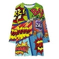 thumbnail image 2 of Colorful Comic Book Panels Loose Dress Evening Dress Summer Dresses for Women Luxury Dress Long Sleeved Dress, 2 of 4