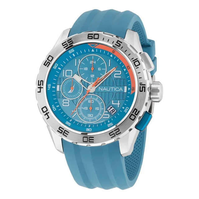 Reloj Nautica Cab Nst 101 Cronografo Caratula Azul y Correa Azul Caja 47 mm NAPNSS303