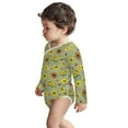 thumbnail image 3 of Xecao Sage Green With Sunflowers Print Baby unisex-baby Cotton Long-sleeve Bodysuits-3 Months, 3 of 6
