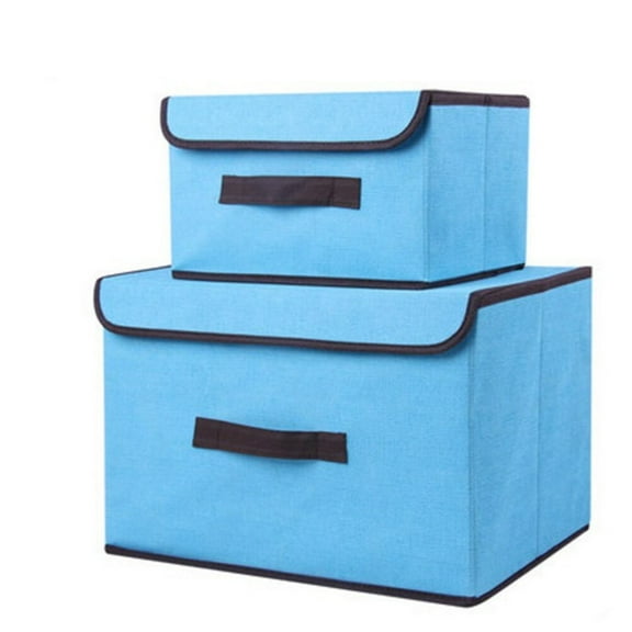 IBASETOY Foldable Clothes Storage Container Blue Non Woven Fabric Box with Lid for Garment and Accessories