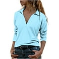 thumbnail image 1 of Yuyuzo Chemises à Manches Longues pour les Femmes V Col Rond Col Rond Pull Tunique Tops Chemisiers, 1 of 5