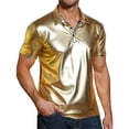 thumbnail image 1 of Camisas De CompresióN Para Hombre Camisas relajadas de manga corta con lentejuelas para hombre, camisetas de fiesta de discoteca de los años 70 (Gold, M), 1 of 6