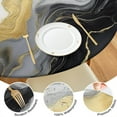 thumbnail image 4 of Black Marble Gold Line Pattern Round Fitted Tablecloth with Elastic Edge,Dining Table Cover Waterproof,Outdoor Round Tablecloth for Camping,Dining,Indoor and Outdoor, 4 of 7