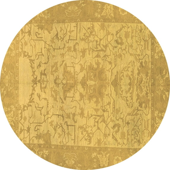 Ahgly Company Indoor Round Oriental Brown Traditional Area Rugs, 4' Round