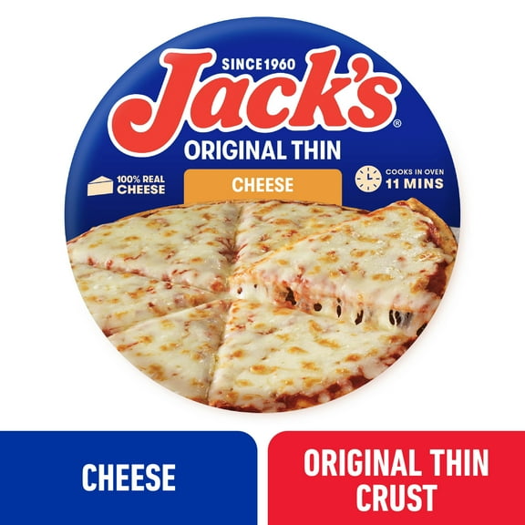Jack's Frozen Cheese Pizza, Original Thin Crust Pizza for Grilling, 13.8 oz (Frozen)