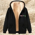 thumbnail image 5 of PiGOGI Women's Fashionable Christmas Merry Printed Fleece Hooded Sweatshirt Jacket Black XL, 5 of 5