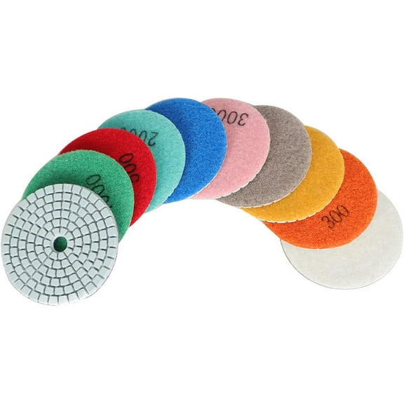 Handdo 3 Inch Diamond Polishing Pads with 1Pcs 3 Inch Backer Pad, 11Pcs 50-3000 Grit Polishing Pad Kit Fit for Drill, Grinder, Polisher
