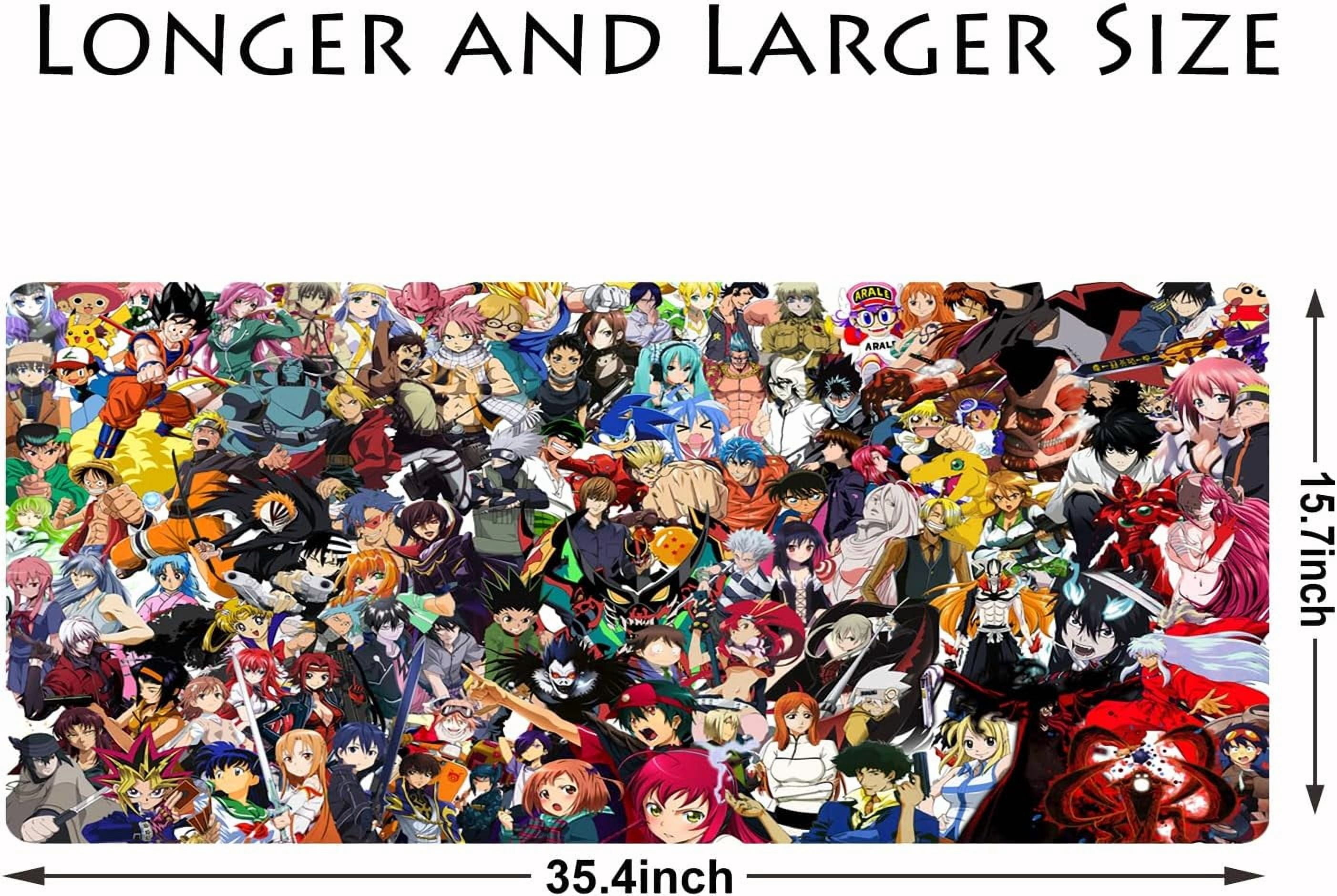 Extended Large Gaming Mouse Pad, Full Desk Keyboard Mouse Pad, XXL Bigmouse Pad with Anime, Waterproof and Anti-Skid for Office Desk Decor . (35.4×15.75×0.1 inch)