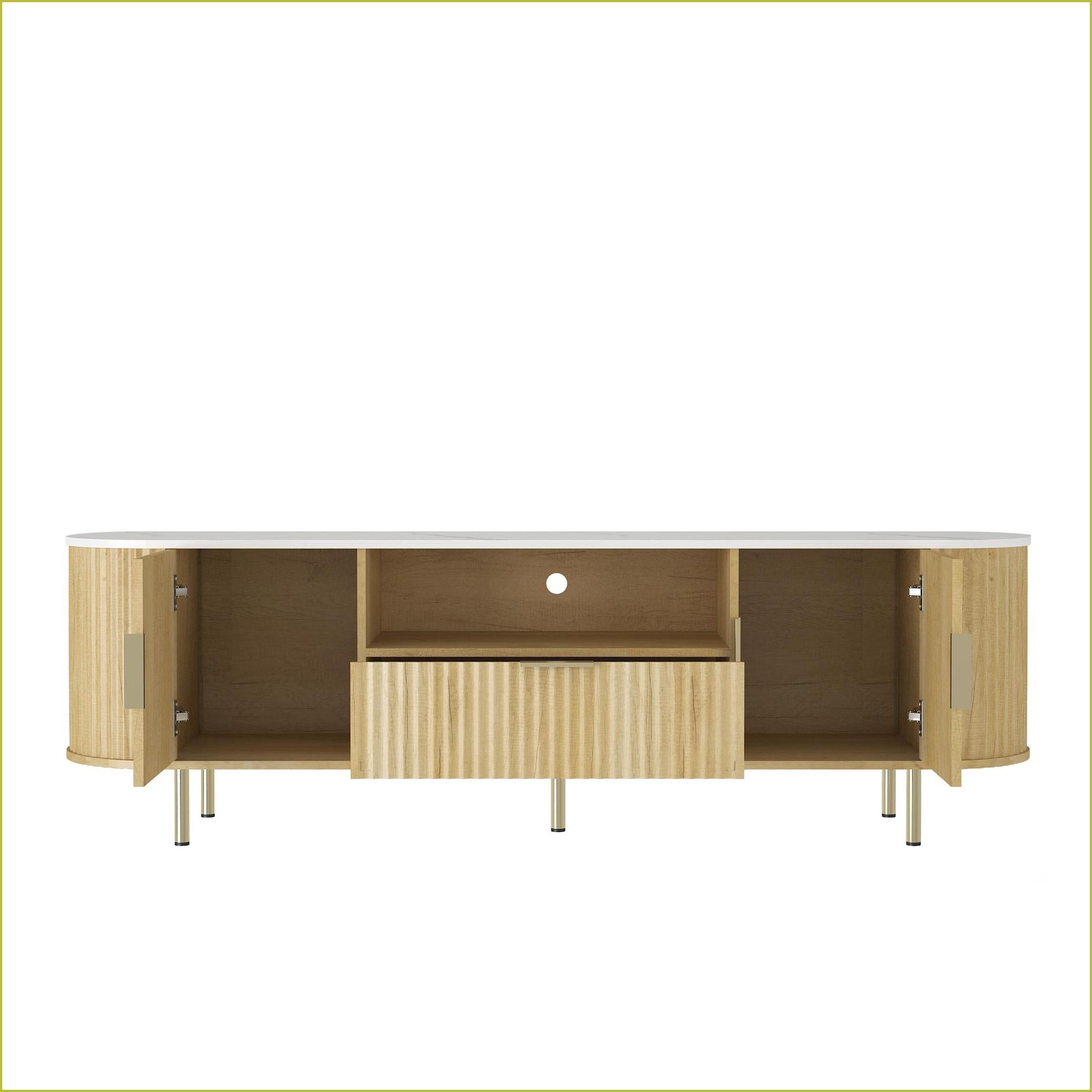 TV Furniture LED Entertainment Center with 16 Color LEDs, Storage Doors, Fits 55+ Inch TVs | MDF | TV Size Ranges 60-69 inches