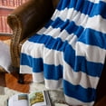 thumbnail image 6 of Flannel Throw Blankets, Super Soft with Blue and White Striped Printed Bed Blanket, 51 x 68 Inches, 6 of 6