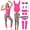 Pink, variant on Alaiyaky 80s 90s Fancy Dress Costume for Women – 80s Workout Outfit with Neon Bodysuit, Print Leggings & Retro Accessories for 80s Theme Party, Hen Do, Festival