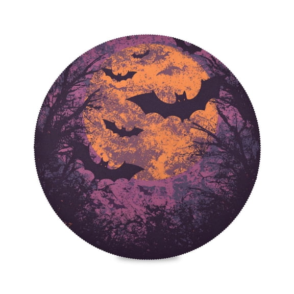 WOBOGO Halloween Bats Round Placemats Set of 1 Heat Resistant Washable Kitchen Table Decorations 15.4in