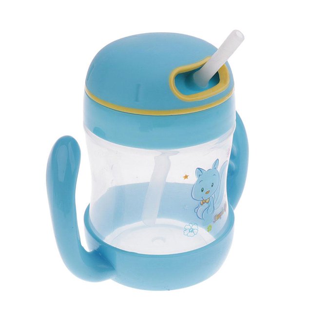 Vasos para beber sin BPA para niños pequeños Botella de paja abatible sin derrames para niños pequeños - -Amarillo Estilo 1-azul Sunnimix Botella de agua de paja para niños