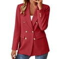 thumbnail image 5 of Cmfcve Women's Double Breasted Blazer Jacket Lapel Collar Long Sleeve Oversized Dressy Casual Suit Coat, 5 of 7