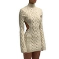 thumbnail image 1 of Backless Knitted Sheath Dress Women Long Sleeve Turtleneck Bodycon Mini Dress Casual Elegant Female Dress, 1 of 9