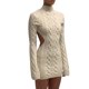 thumbnail image 1 of Vestido de punto sin espalda ajustado para mujer Lucakuins, una pieza de manga larga con cuello alto de color sólido beige, S / M / L / XL Lucakuins moda, 1 of 9