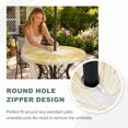 thumbnail image 4 of Round Outdoor Tablecloth with Umbrella Hole and Zipper, Yellow Palm Leaves Coastal Tablecloth with Elastic Waterproof, Summer Tropical Botanical Boho Patio Table Covers for 55" - 60" Pool Tables, 4 of 9