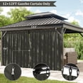 thumbnail image 3 of Pakunoda 4 Panel 12' X 6.5' Outdoor Curtains for 12' X 12' Gazebo, Waterproof Outdoor Privacy Curtain Panel set of 4, Gray(Curtain Only), 3 of 8
