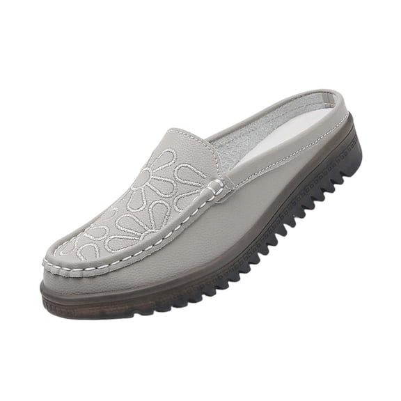 Wensltd Comfortable Work Shoes for Women Round Toe Closed Toe Soft Soled Walking Shoes Gray