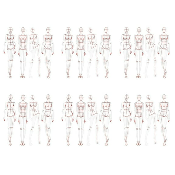6X Fashion Illustration Rulers Sketching Templates Ruler Sewing Humanoid Patterns Design Clothing Measuring,Type A