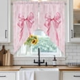 thumbnail image 6 of Pink Bow Swag Curtains for Kitchen/Bedroom/Living Room, Cute Watercolor Girls Cartoon Luxury Scalloped Curtains 63 Inch Long, Rod Pocket Window Swag Topper Curtains Valances 2 Panels Set 36"x63", 6 of 8