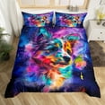thumbnail image 5 of Erosebridal Cartoon Dog Bedding Twin Size Watercolor Animal Duvet Cover, Psychedelic Galaxy Stars Comforter Cover Rainbow Graffiti Bed Set, Trippy Nebula Cosmos Quilt Cover, 5 of 6