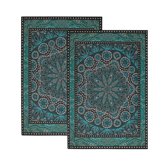 Lovote 2 Pcs Classic Area Rug Traditional Oriental Carpet Vintage Floor Rug 2.6'x 4' Non Slip Mat for Living Room Bedroom Farmhouse, Green