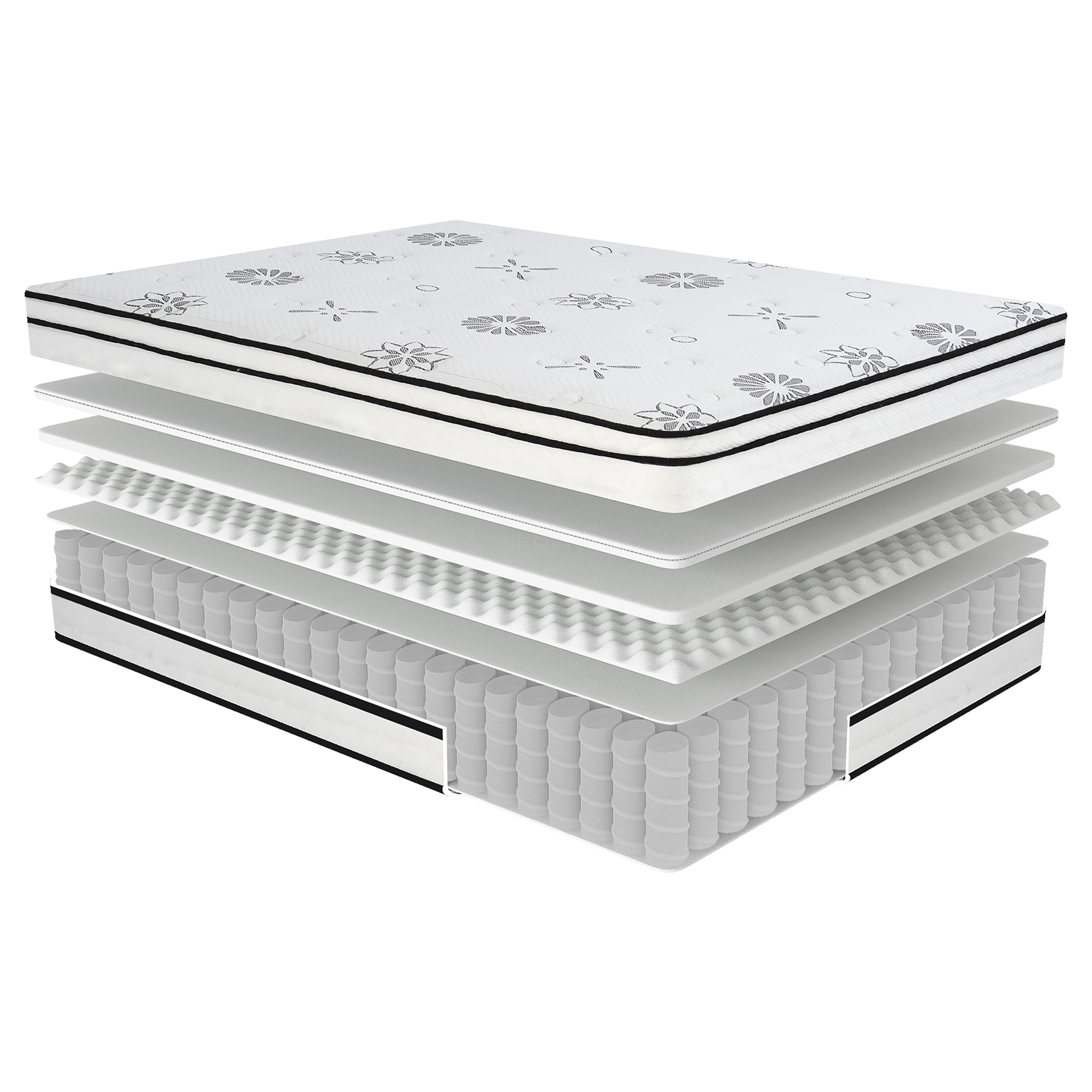 JERFIT 12 Inch King Hybrid Mattress in a Box, Medium Plush Feel, Gel-Infused Foam Pocket Coils for Cool Sleep Motion Isolation, CertiPUR-US Certified