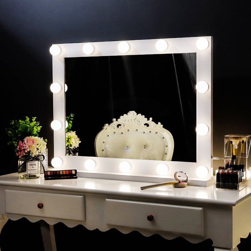 Chende Hollywood Lighted Makeup Mirror with 14 LED Light Bulbs, Lighted Vanity Mirror for Wall
