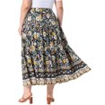 thumbnail image 3 of Agnes Orinda Women's Plus Size Skirts Boho Curvy Elastic High Waist A-Line Maxi Tiered Skirts with Pockets 4X Black, 3 of 6