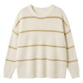 thumbnail image 3 of Plus Size Striped Sweaters Women Loose Fit Warm Knit Crewneck Pullover L-3XL Fall Winter Casual Jumper Tops, 3 of 8