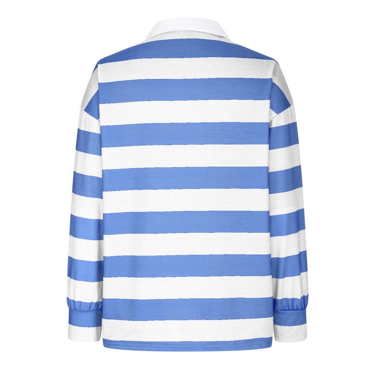 Dazajoo Womens Oversized Striped Polo Sweatshirt Long Sleeve