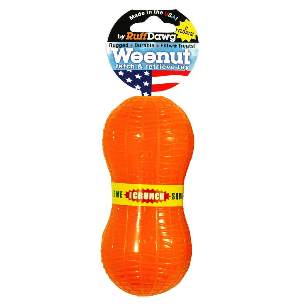 Ruff Dawg Weenut Crunch Rubber Indestructible Retrieving Dog Toy, Color