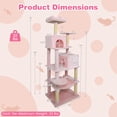 thumbnail image 2 of Costway 70" Cat Tree for Indoor Cats with Padded Top Perch, Dual Condos, Hammock, Platforms Pink, 2 of 10