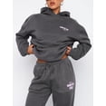 thumbnail image 5 of THLAI Sudaderas de Gran tamaño para Mujer Sudaderas con Capucha de Lana Manga Larga con Estampado de Letras Jersey Tops Sudadera Suelta 2023 Trajes de otoño, 5 of 5