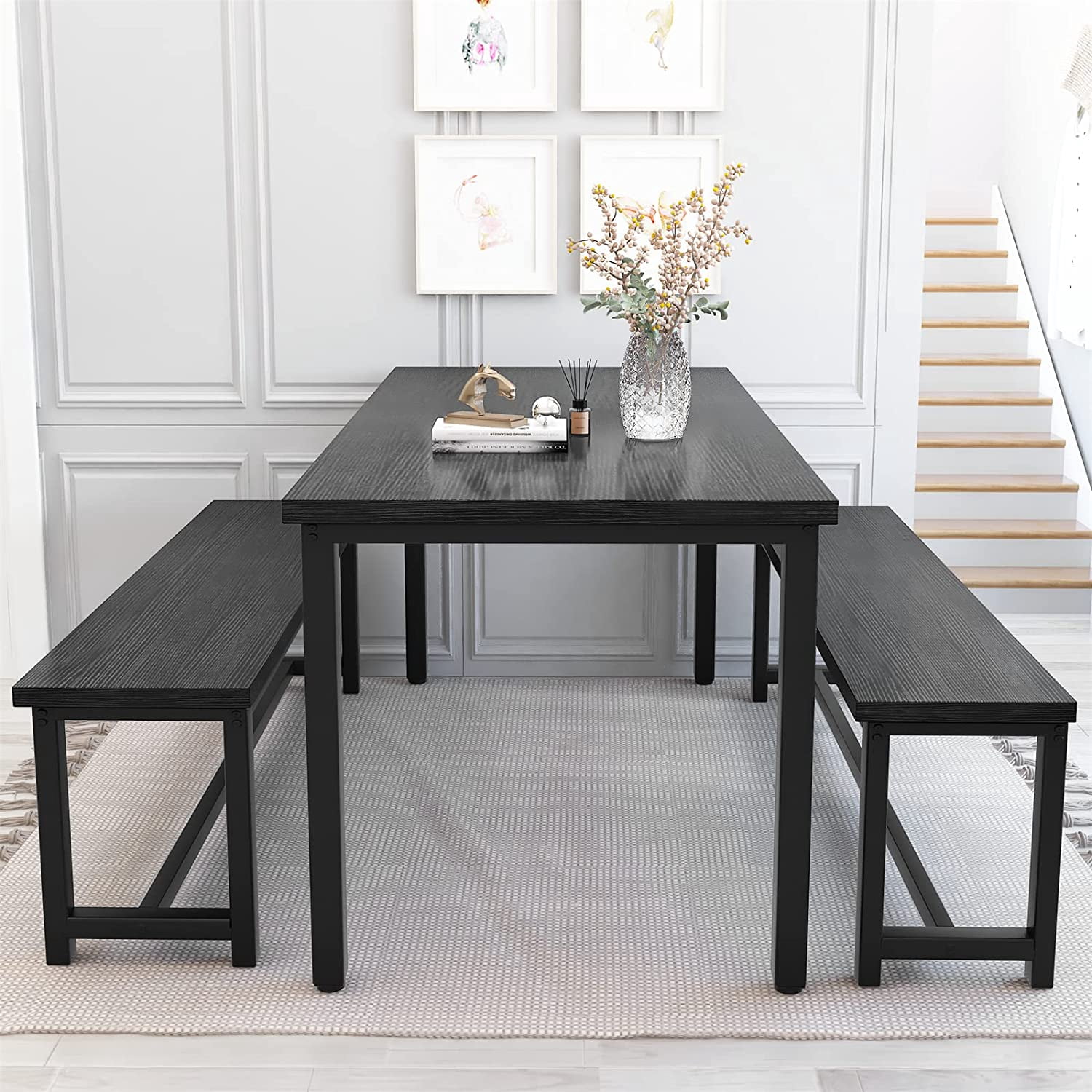 LinkRomat 47 Inch Dining Table Set for 4, 5 Piece Kitchen Table and Chairs Set, Compact Dining Room Table Set for Home or Apartment