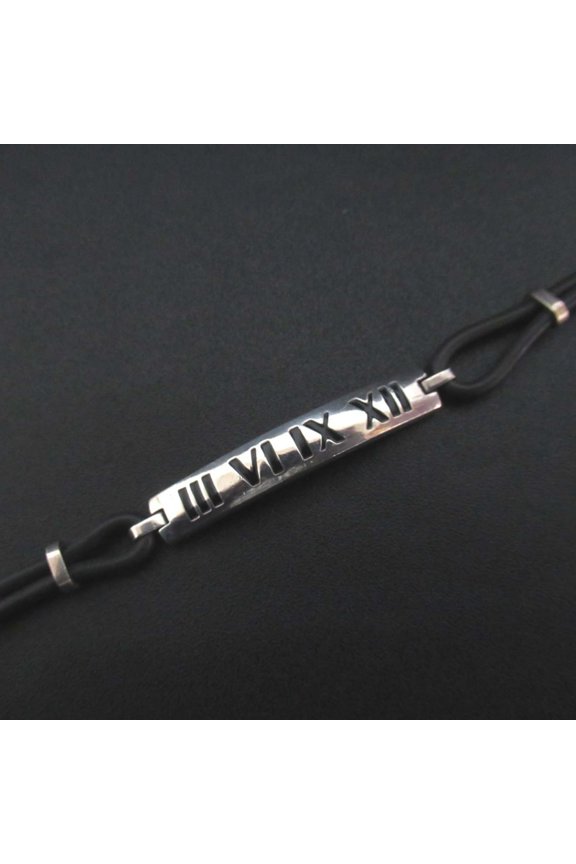 Pre-Owned Tiffany & Co. Atlas Rubber Bracelet 925SV Silver x Black for Men and Women