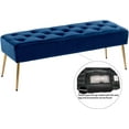 thumbnail image 5 of Wubio Button-Tufted Ottoman Bench, Upholstered Bedroom Benches Velvet Footrest Stool Dining Bench Accent Bench for Entryway Dining Room Living Room Bedroom, Dark Blue, 5 of 9