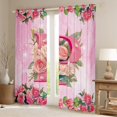 thumbnail image 2 of Homewish Girly Pink Monogrammed P Blackout Curtains Set of 2 (52x84 Each) for Women, Valentines Day Window Curtains, Spring Garden Rose Curtains and Drapes, Curtains Blackout Decor, 2 of 6