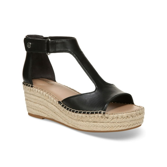 GIANI BERNINI Womens Black 1" Platform Cushioned T-Strap Goring Caylaa Open Toe Wedge Espadrille Shoes 7.5 M